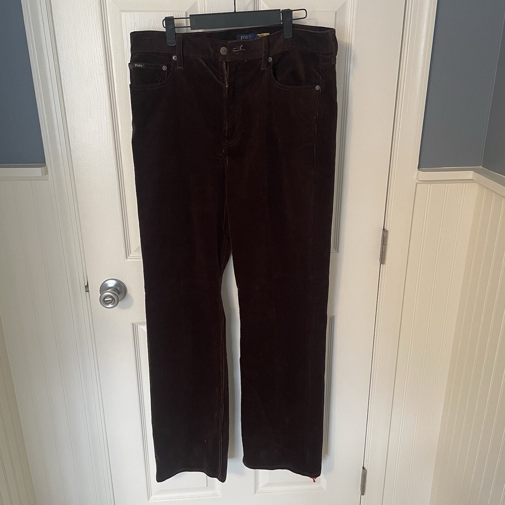 Polo Ralph Lauren Women's Corduroy Straight Leg Pants Brown Size 32 NWT $198
